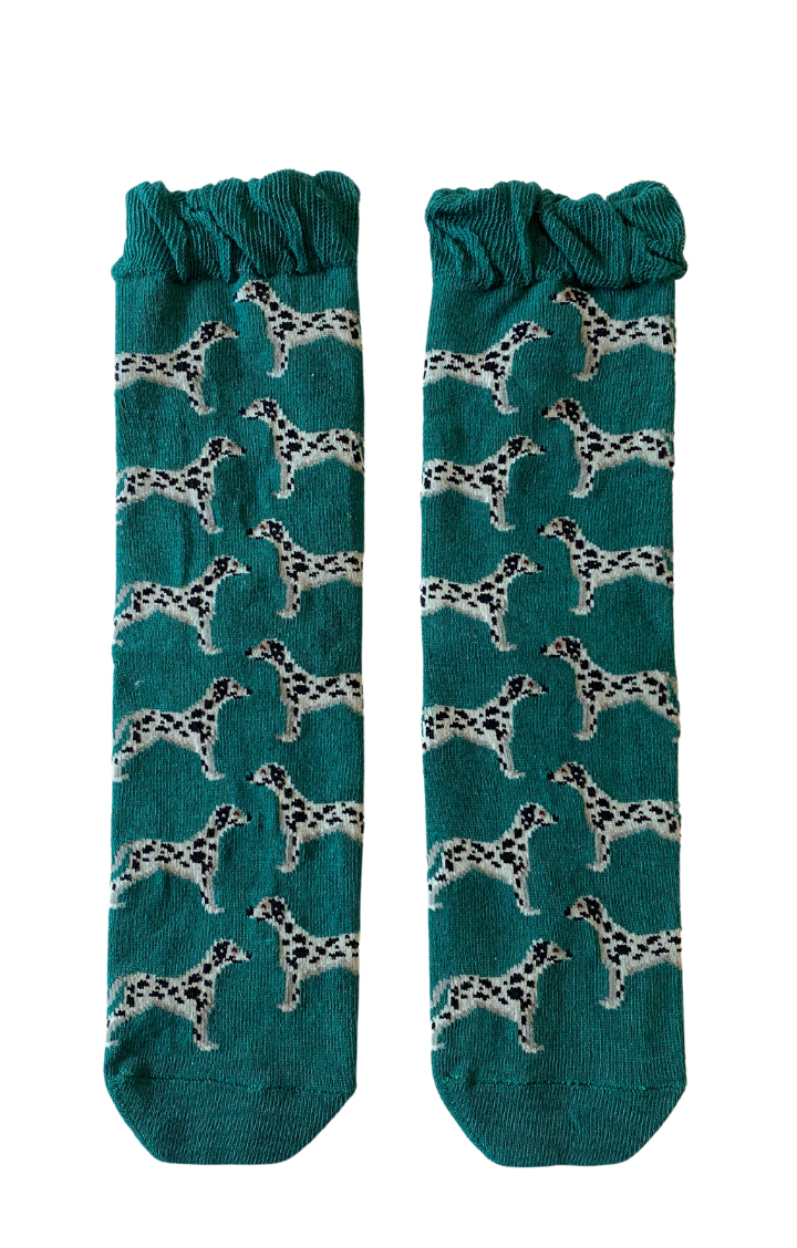 5529 dalmatian dog animal green holiday gift socks